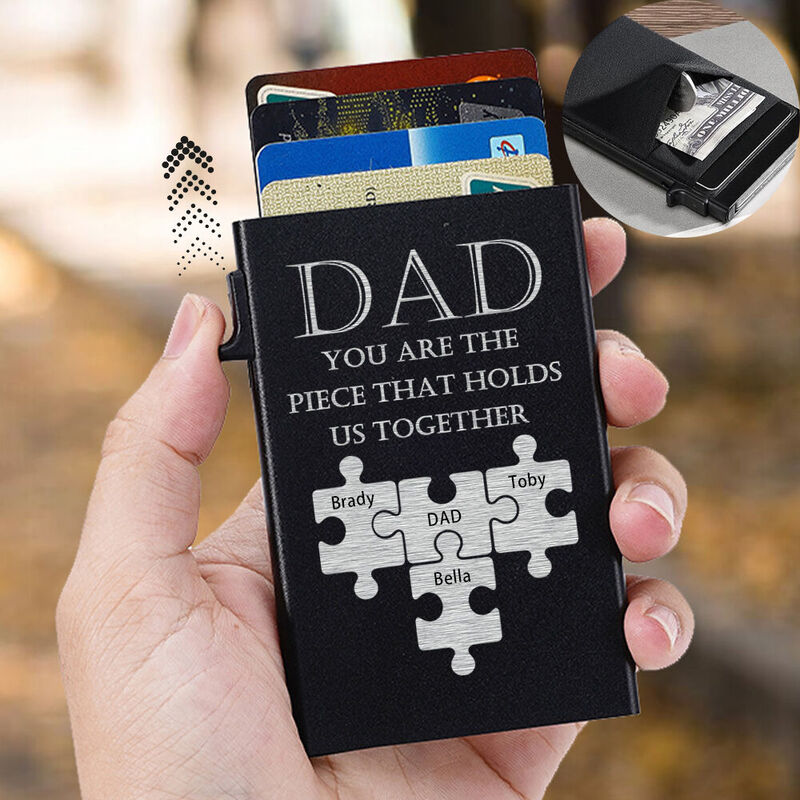 Personalized Pop-Up Card Holder Custom Name Puzzle Gift For Dad