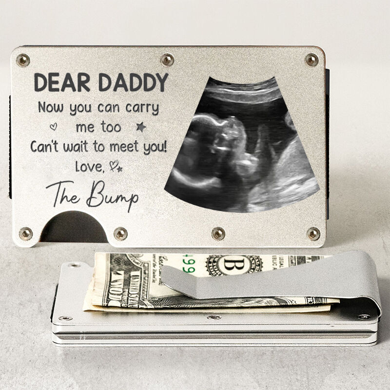 Personalized Metal Card Holder Custom Baby Photo Warm Father's Day Gift