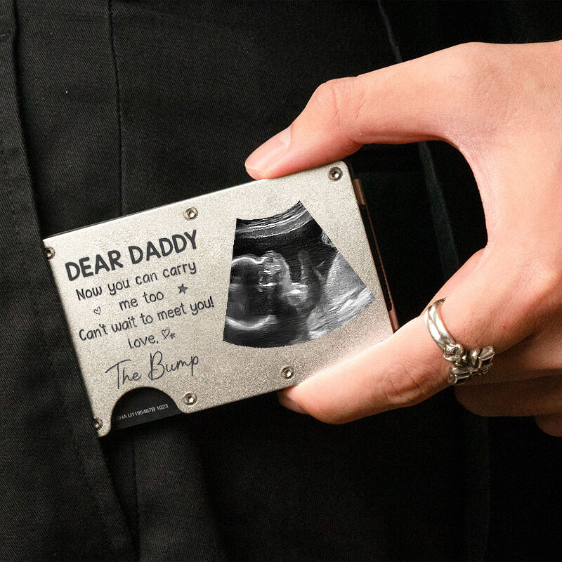 Personalized Metal Card Holder Custom Baby Photo Warm Father's Day Gift