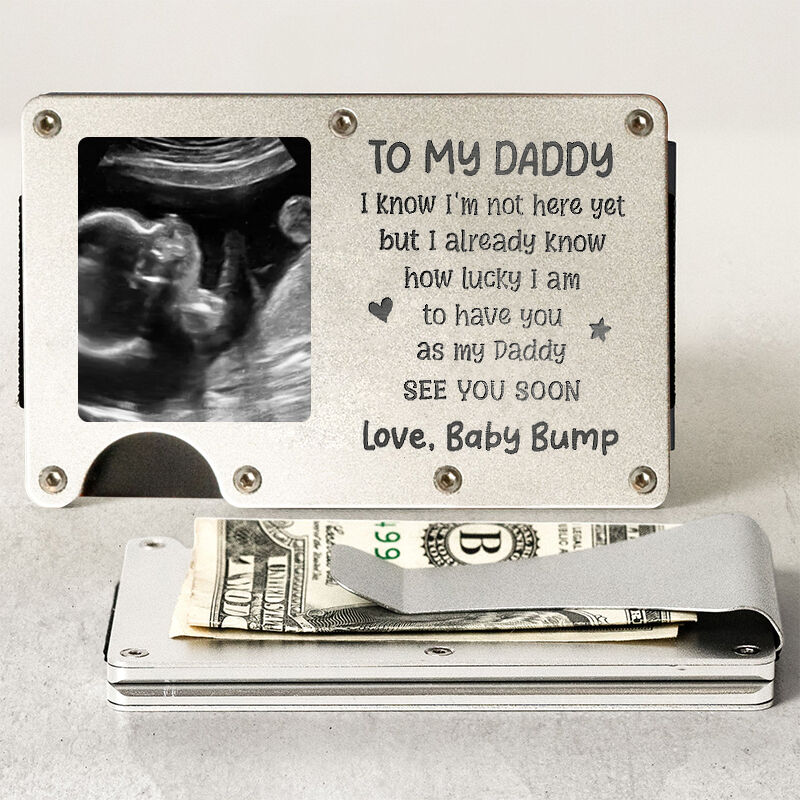 Personalized Metal Card Holder Custom Baby Photo Warm Gift For Best Dad