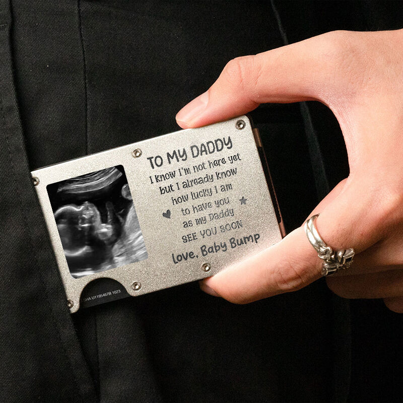 Personalized Metal Card Holder Custom Baby Photo Warm Gift For Best Dad