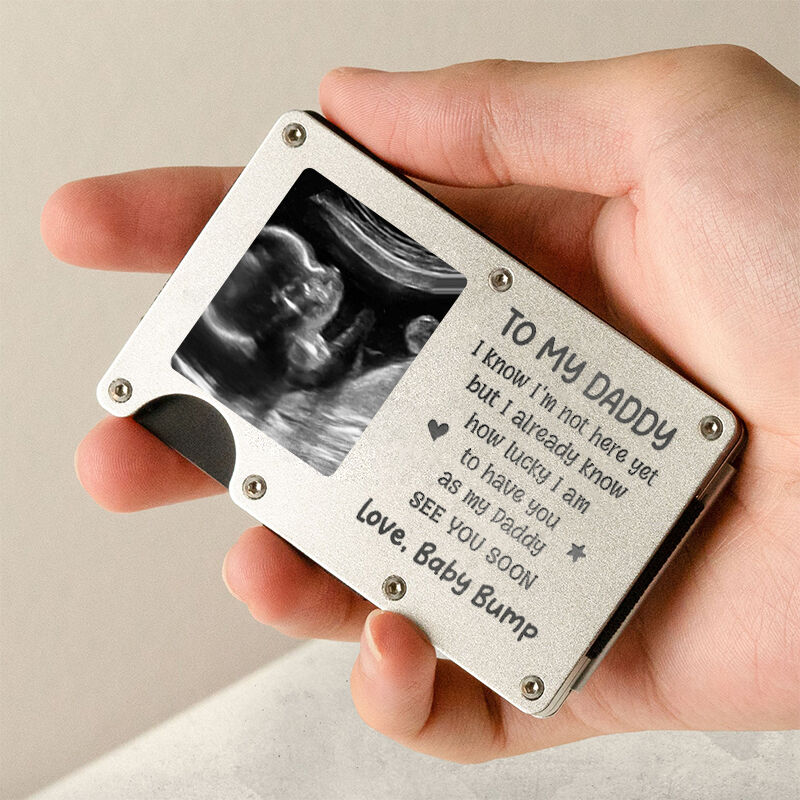 Personalized Metal Card Holder Custom Baby Photo Warm Gift For Best Dad