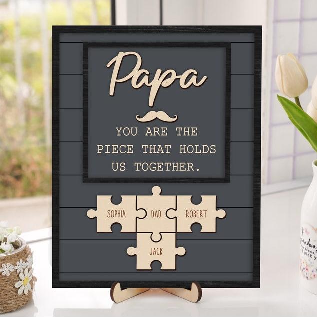 Personalized Gift For Dad, Family Gift, Wood Engraved Daddy Sign
