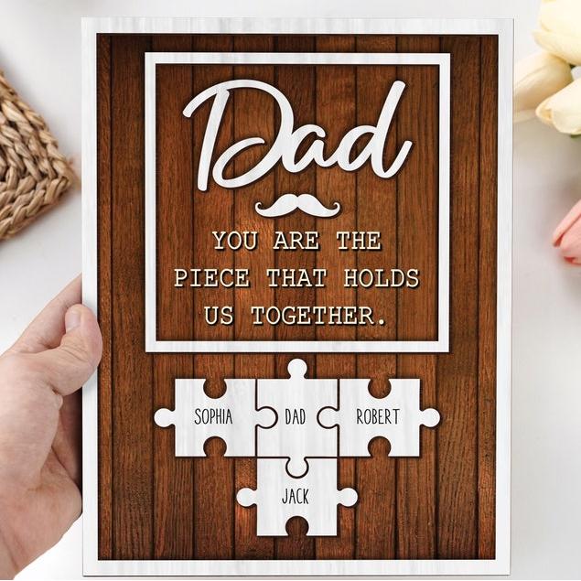 Personalized Gift For Dad, Family Gift, Wood Engraved Daddy Sign