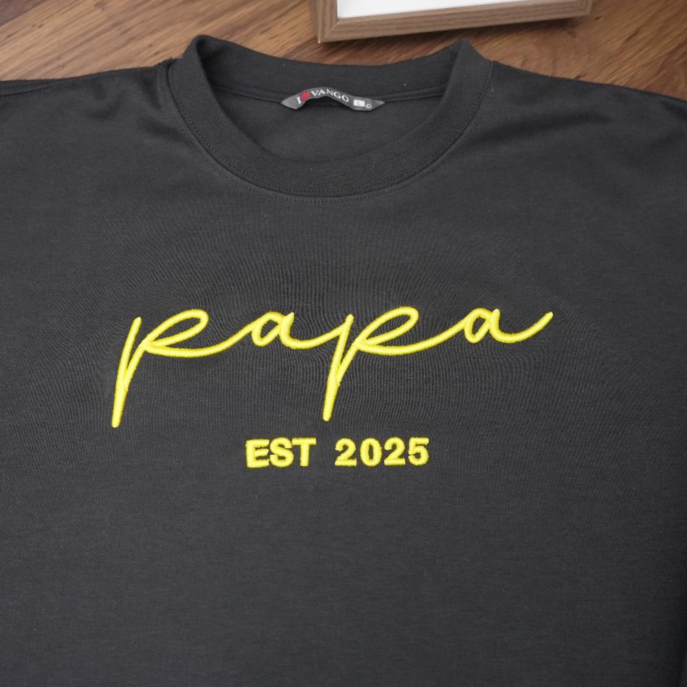 Custom Embroidered Dad Sweatshirt With Date And Kids Names On Sleeve, Gifts For Papa