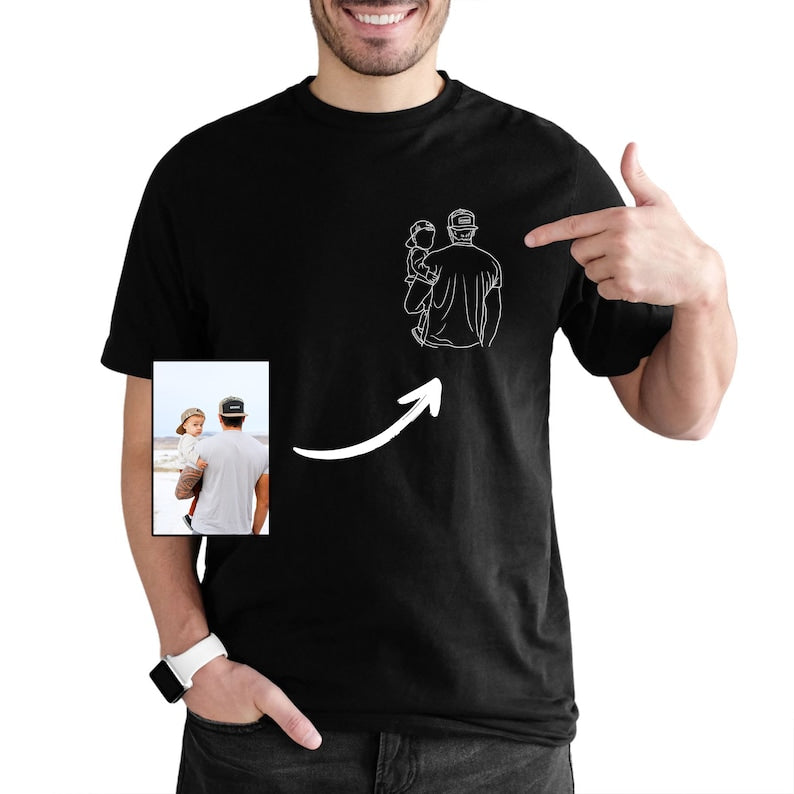 Personalized Photo Portrait Dad Printing T-shit/Sweatshirt, Gift For Father's Day