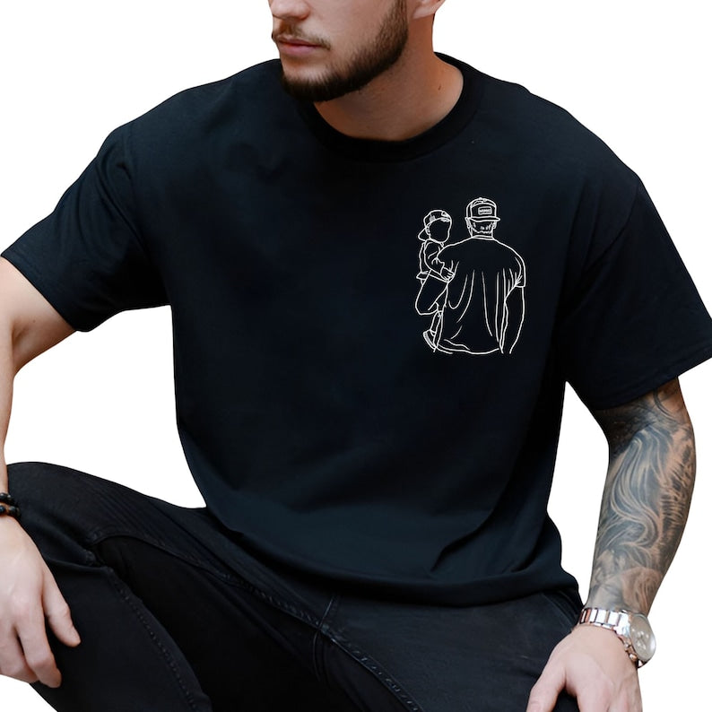 Personalized Photo Portrait Dad Printing T-shit/Sweatshirt, Gift For Father's Day