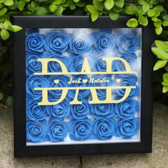 Personalized Dad & Grandpa Flower Shadow Box With Names – Father's Day Gift