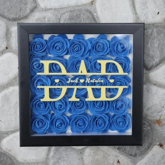 Personalized Dad & Grandpa Flower Shadow Box With Names – Father's Day Gift