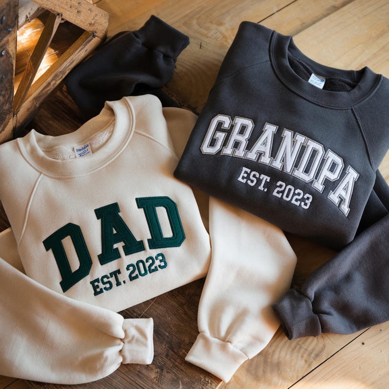 Personalized Embroidery Shirt, Custom Dad/Grandpa Sweatshirt With Grandkids Names On Sleeve