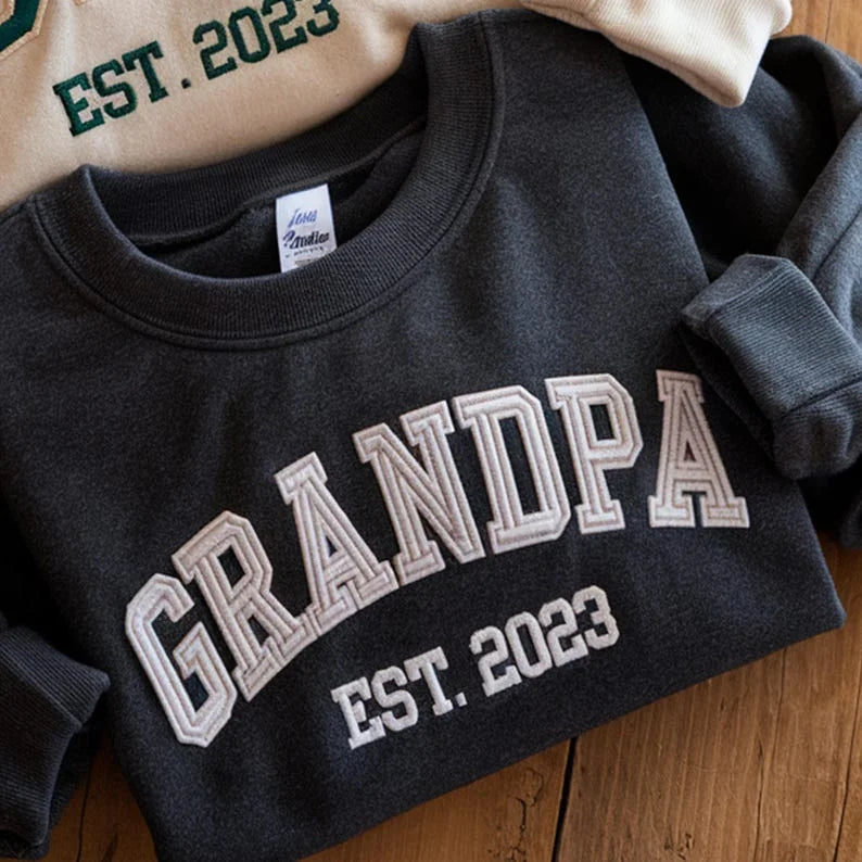 Personalized Embroidery Shirt, Custom Dad/Grandpa Sweatshirt With Grandkids Names On Sleeve