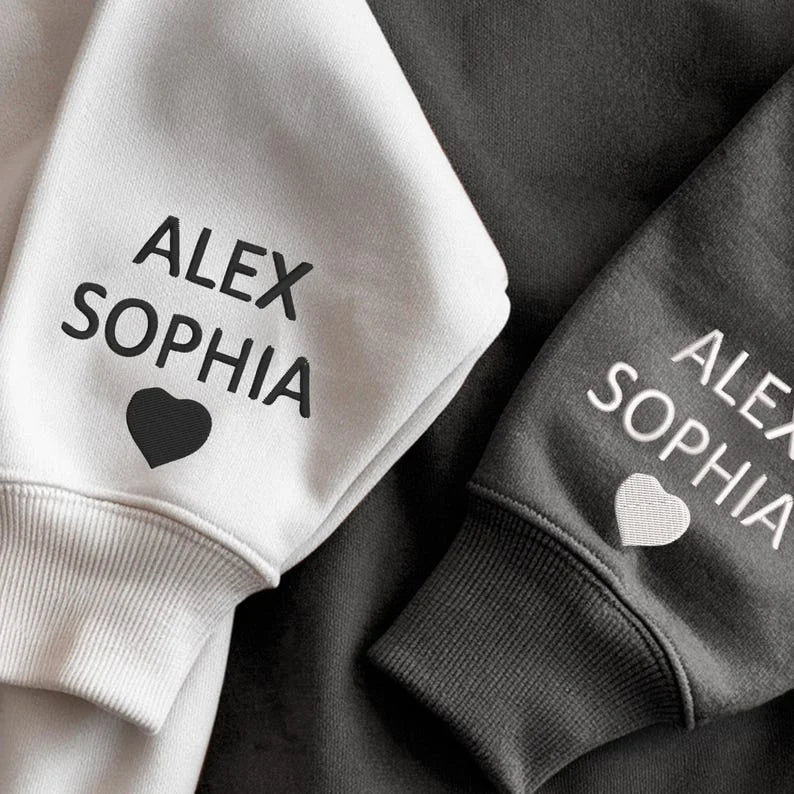 Personalized Embroidery Shirt, Custom Dad/Grandpa Sweatshirt With Grandkids Names On Sleeve
