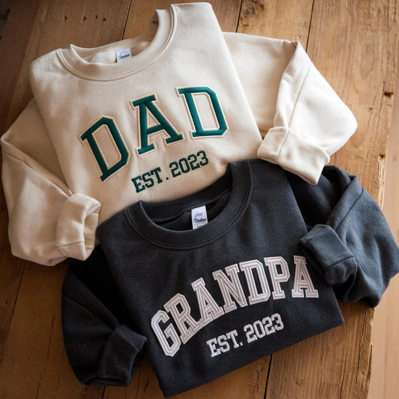 Personalized Embroidery Shirt, Custom Dad/Grandpa Sweatshirt With Grandkids Names On Sleeve