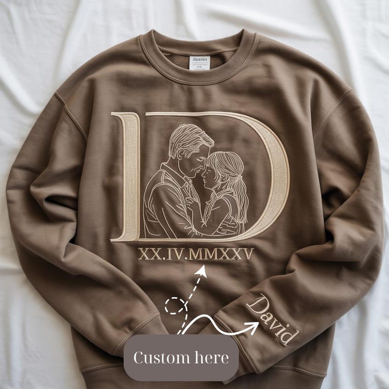 Custom Embroidered Father's Day Sweatshirt Dad Gift With Name And Date