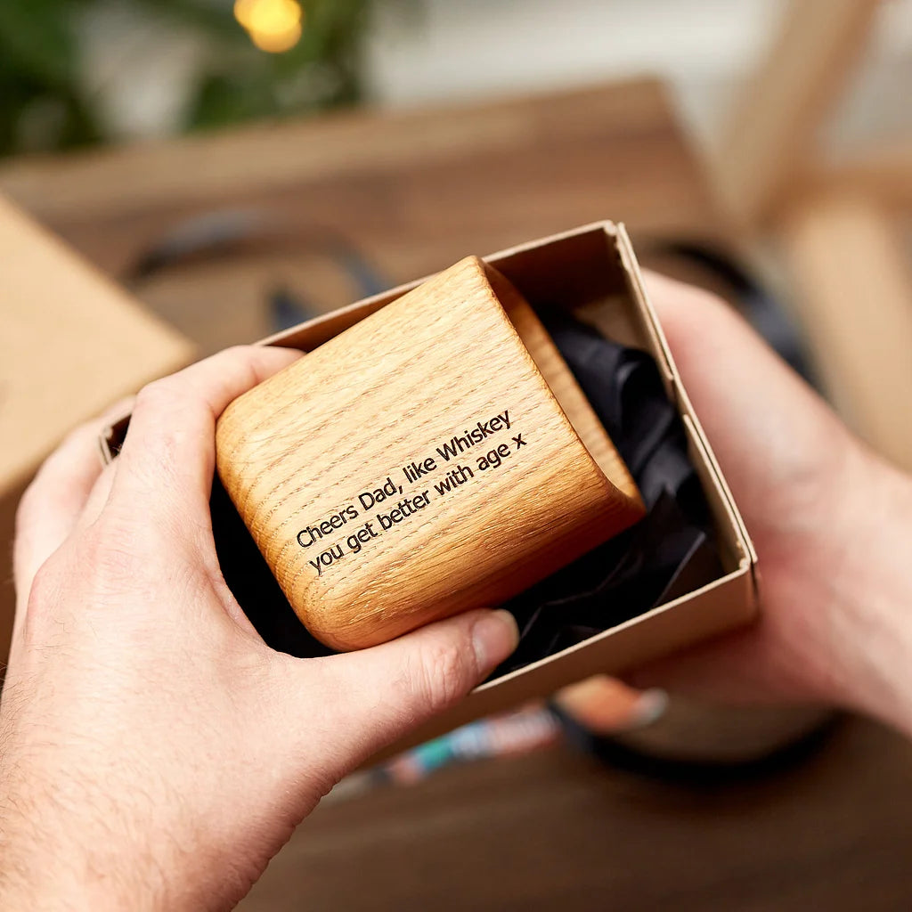 Personalized Laser Engraved Oak Whiskey Tumbler, Perfect Gift For Dad