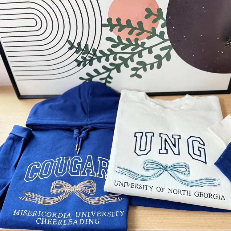 Custom Embroidered College Hoodie With Bow