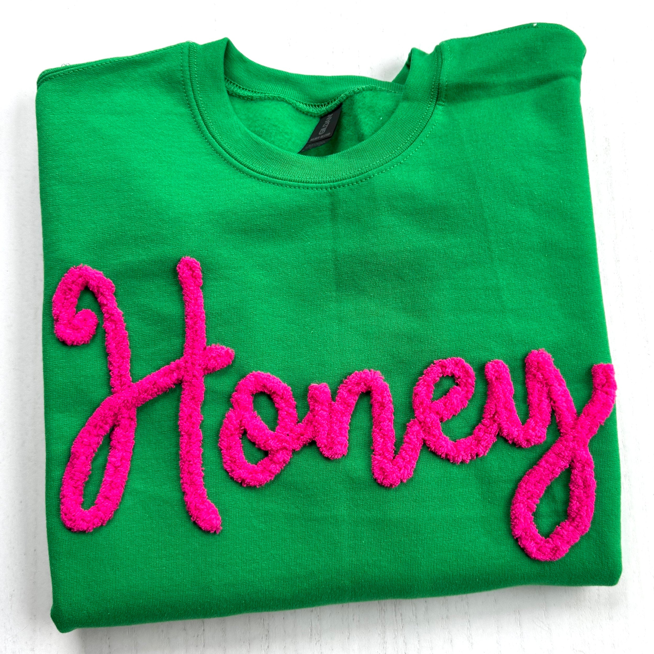 Custom Chenille Embroidered Sweatshirt With Option To Add Name On Sleeves