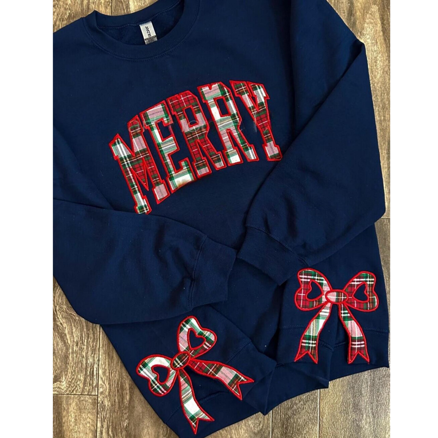 Trendy Merry Side Bow Cut-Out Sweatshirt - Cozy Plaid Christmas Pullover For Women