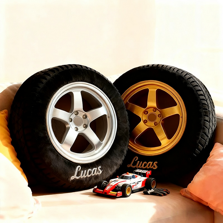 Personalized Racing Tire Throw Pillow Custom Name Graphic 3D Print Design Cushion Gift for Racers and Racing Lovers