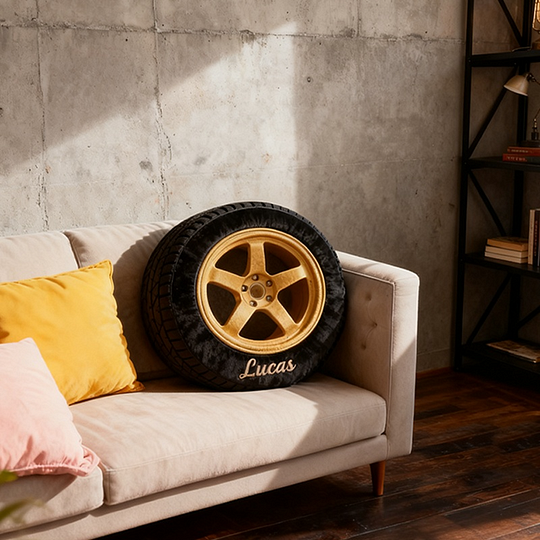 Personalized Racing Tire Throw Pillow Custom Name Graphic 3D Print Design Cushion Gift for Racers and Racing Lovers