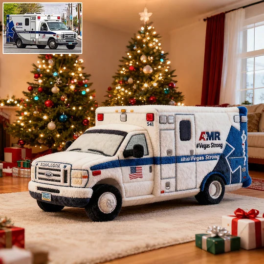 Ambulance Personalized Photo Pillow – Custom Emergency Medical Vehicle Cushion