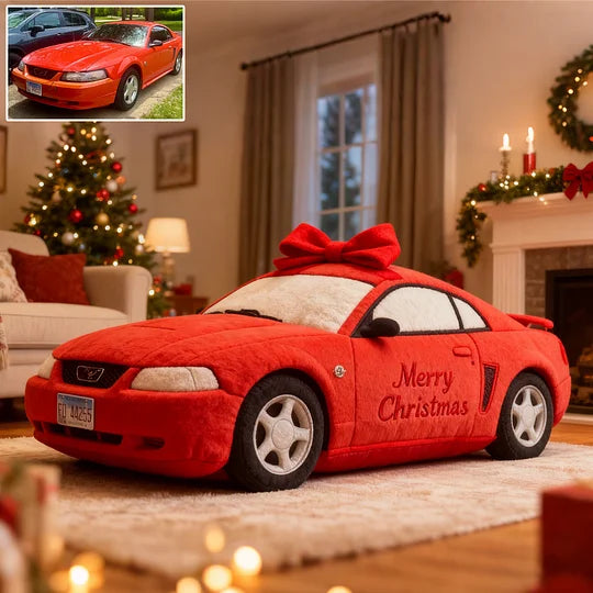 🎄 Custom Christmas Car Photo Pillow with Personalized Text
