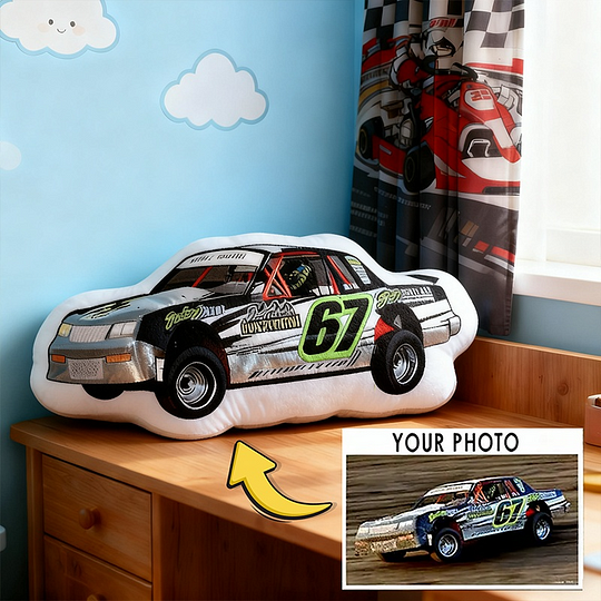 Personalized Race Car Pillow Custom Photo Shaped Cushion Gift for Racers and Car Lovers