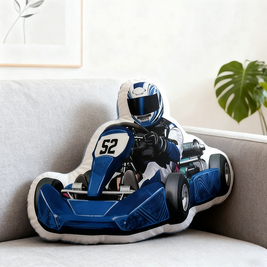 Personalized Racer Shaped Throw Pillow Custom Name and Number Decorative Cushion Gift for Car Lovers and Racers