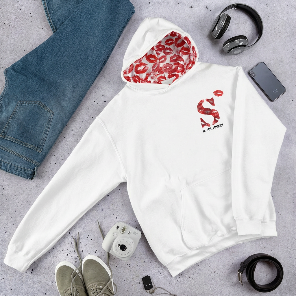Customize Our Kiss Mark Couple Hoodies