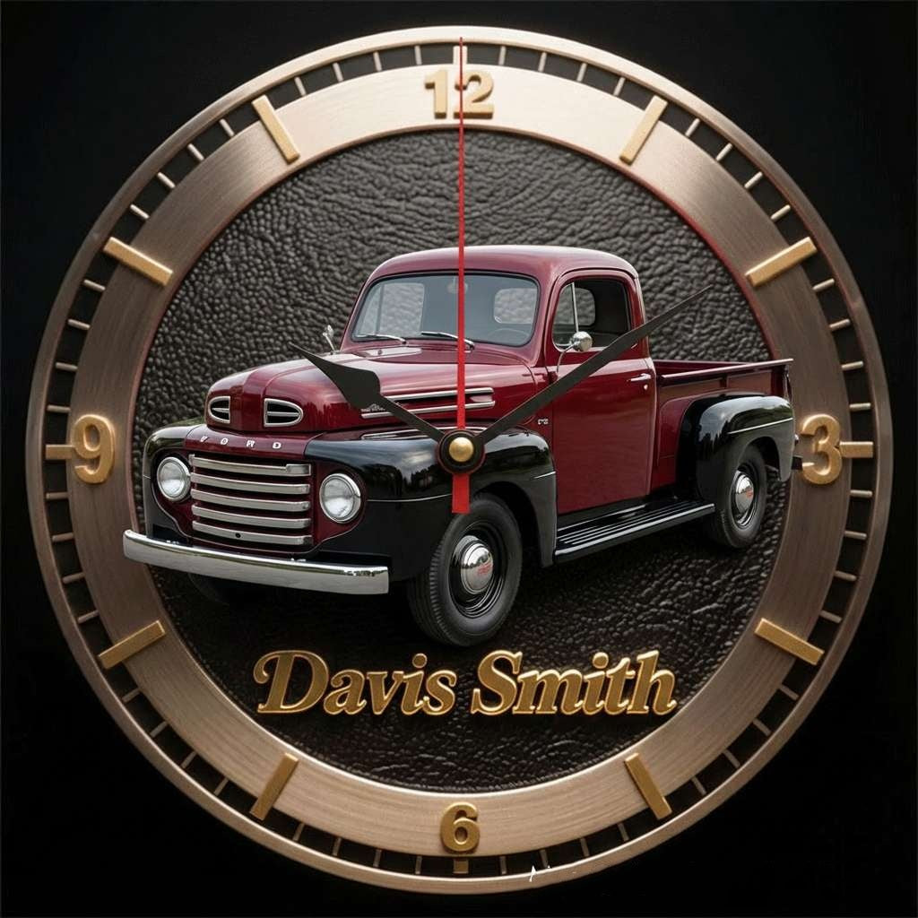 Personalized Car Photo Wall Clock, Customizable With Names – A Perfect Gift For Boyfriends, Race Car Drivers, And Car Enthusiasts.