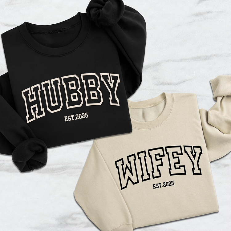 Customized Couple's Embroidered Hoodies - Personalized Matching Sweatshirts for Couples