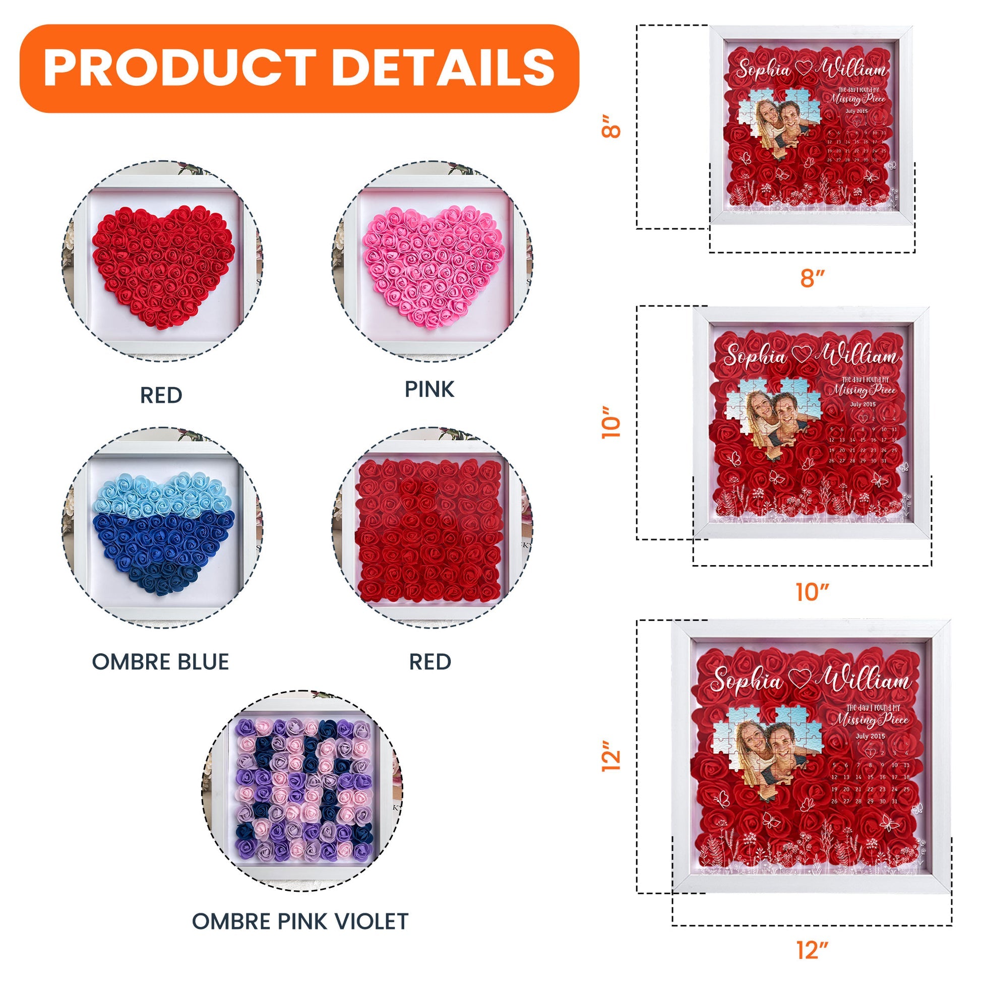 The Day I Found My Missing Piece - Personalized Photo Flower Shadow Box With LED Light