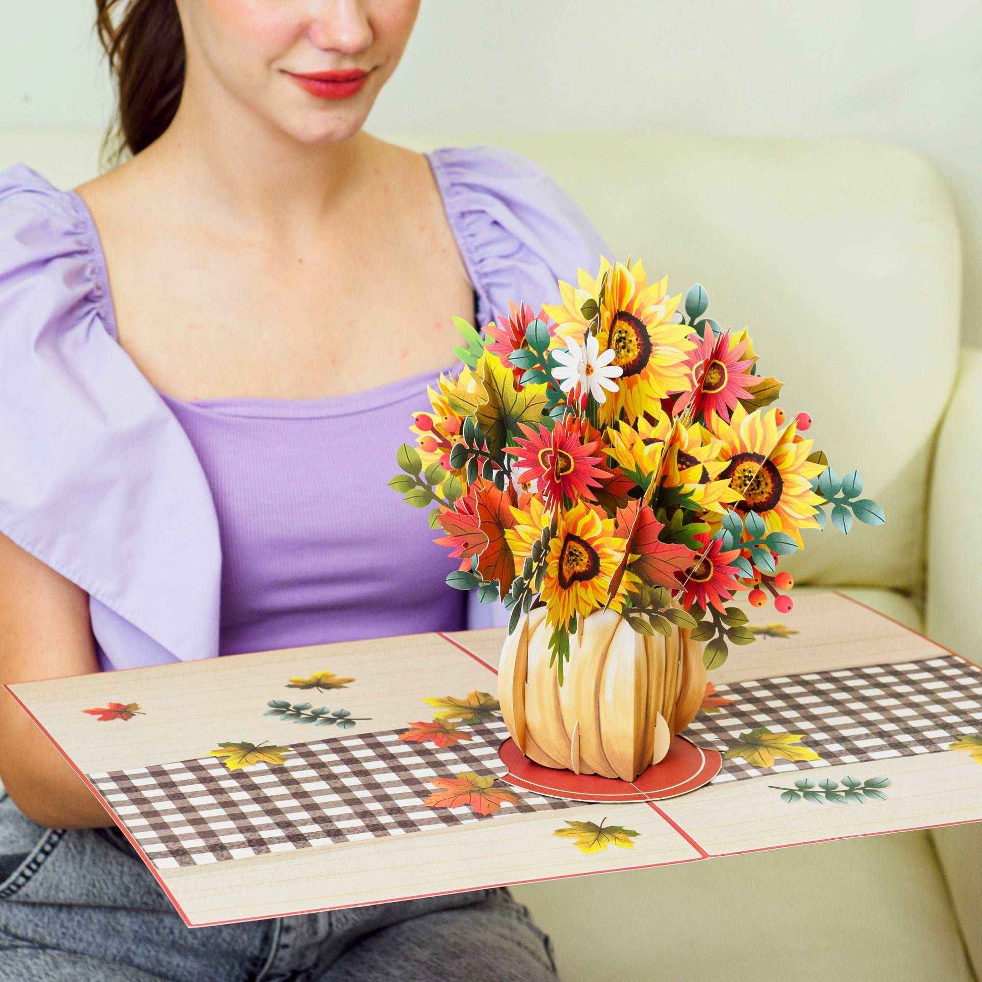 Harvest Bouquet Pop Up Card, With Detachable Bouquet
