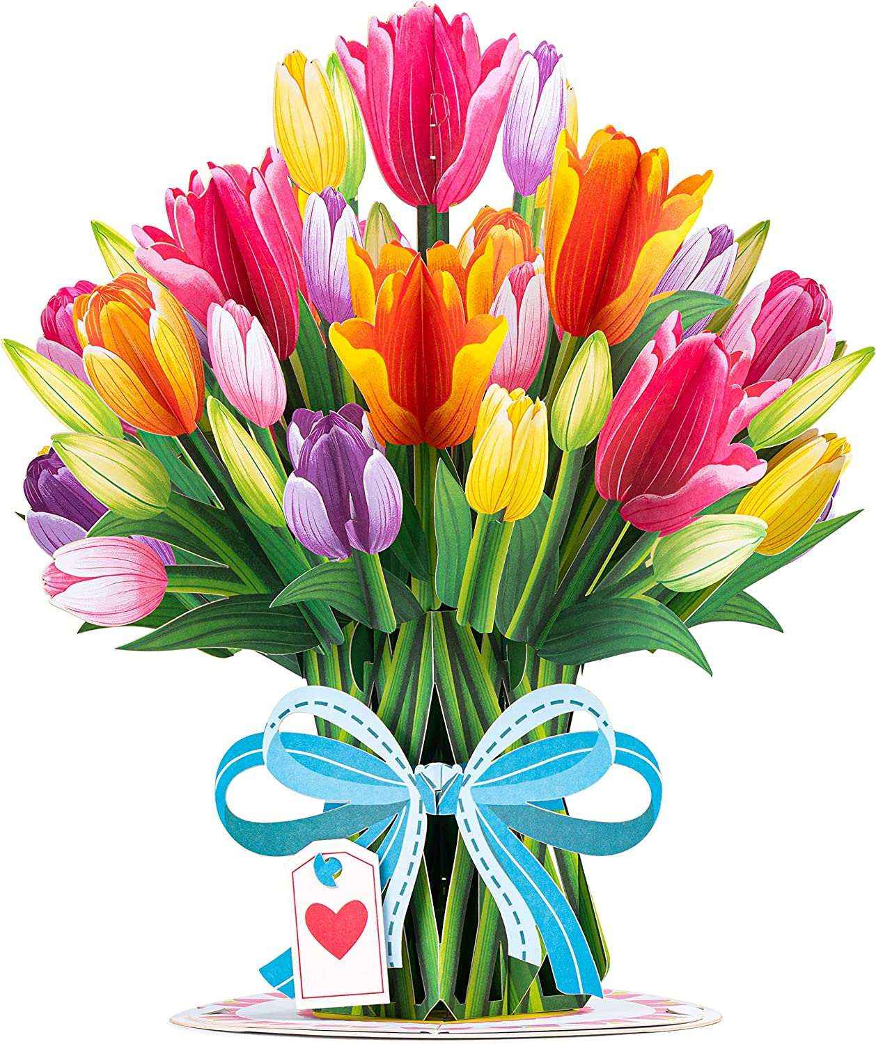 Tulip Flower Pop Up Card with Detachable Paper Flower Bouquet