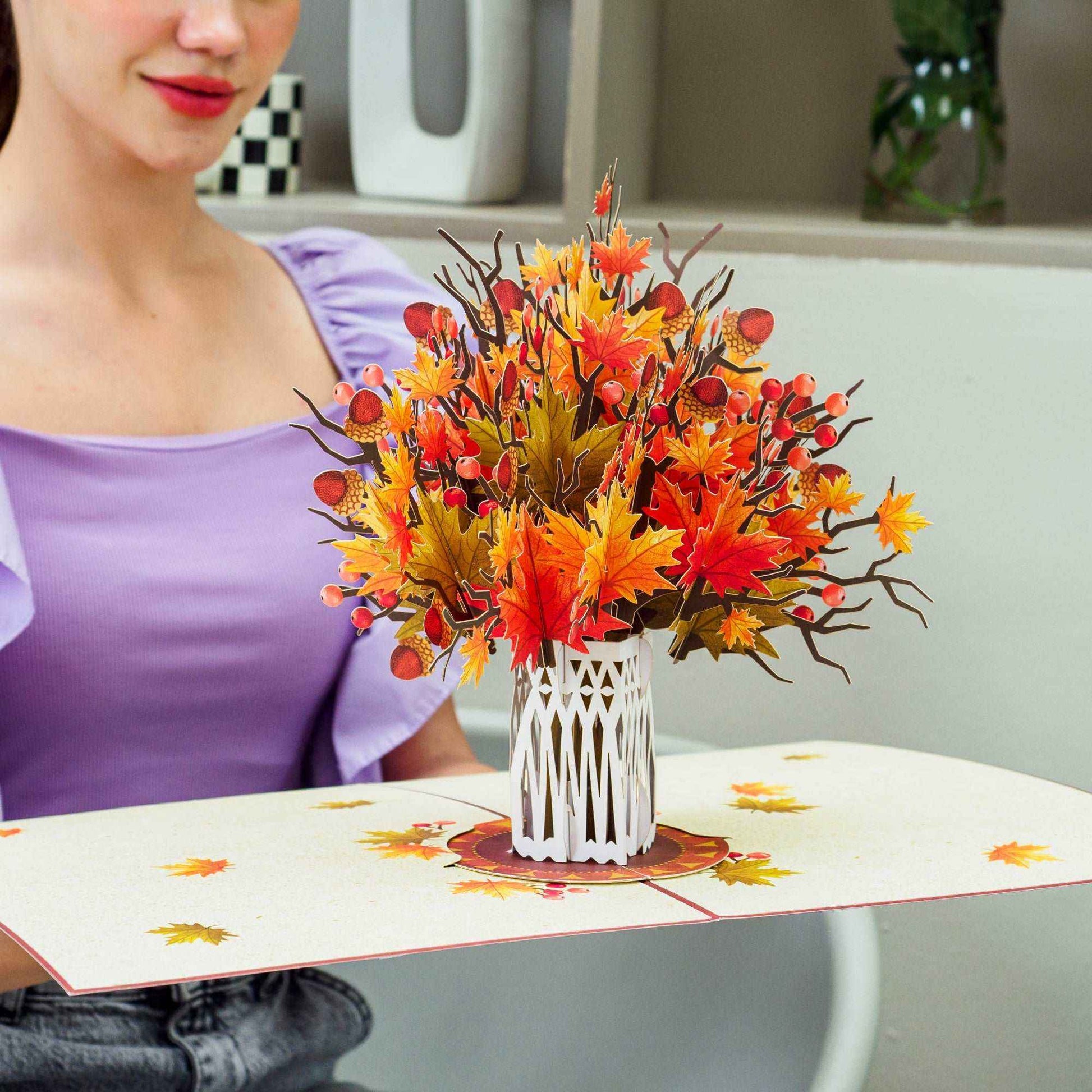 Pop Up Maple Leaf with Detachable Bouquet