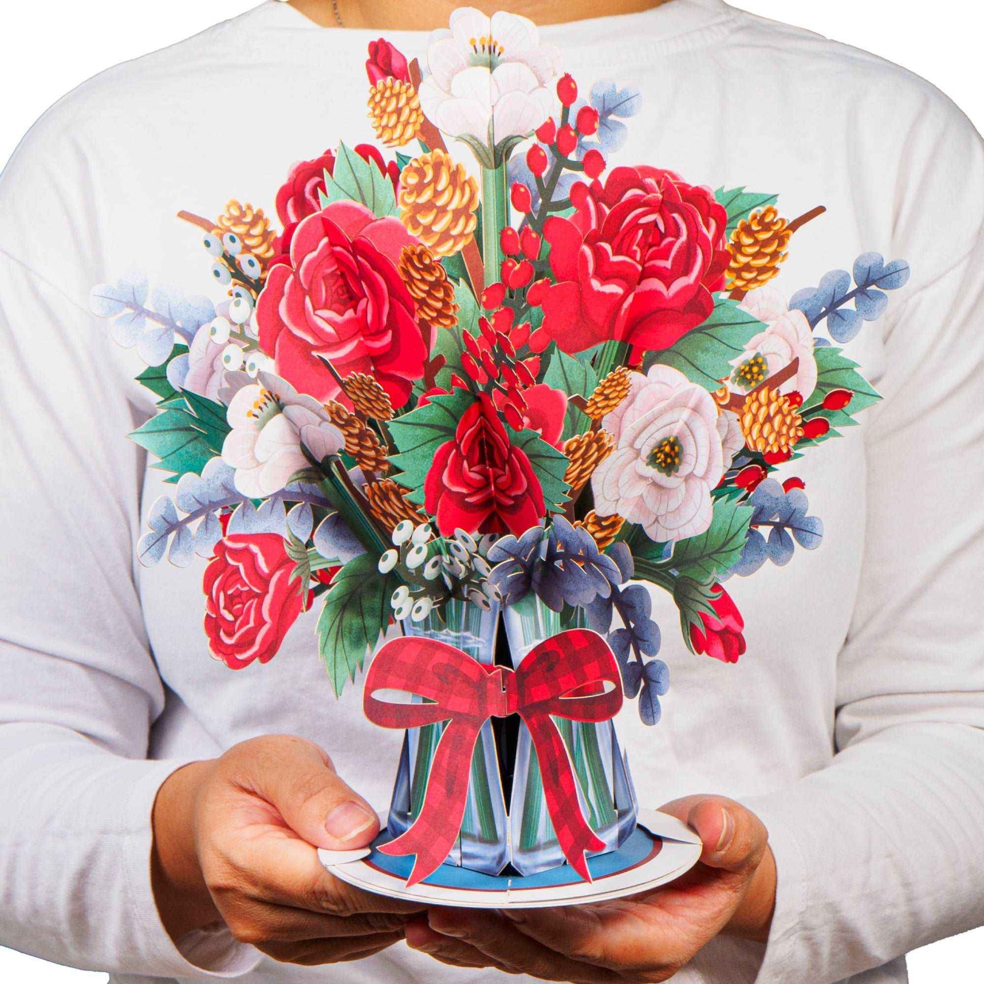 Joyous Flower Bouquet Pop Up Christmas Card