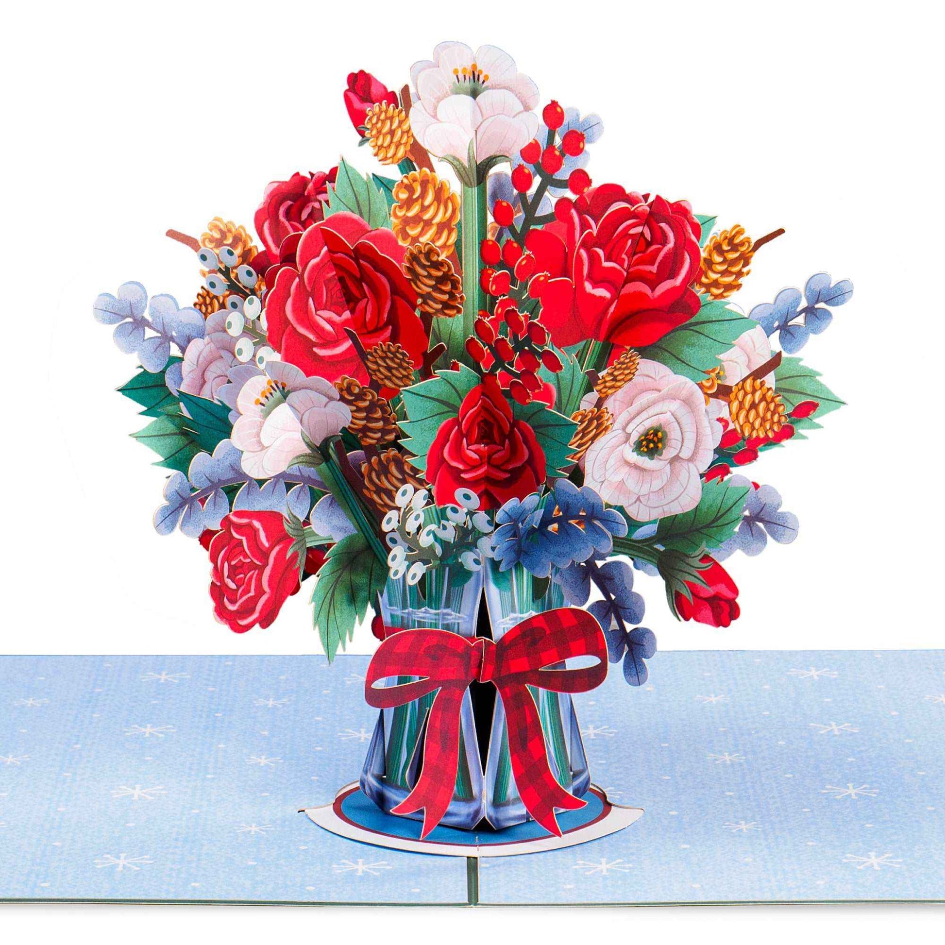 Joyous Flower Bouquet Pop Up Christmas Card