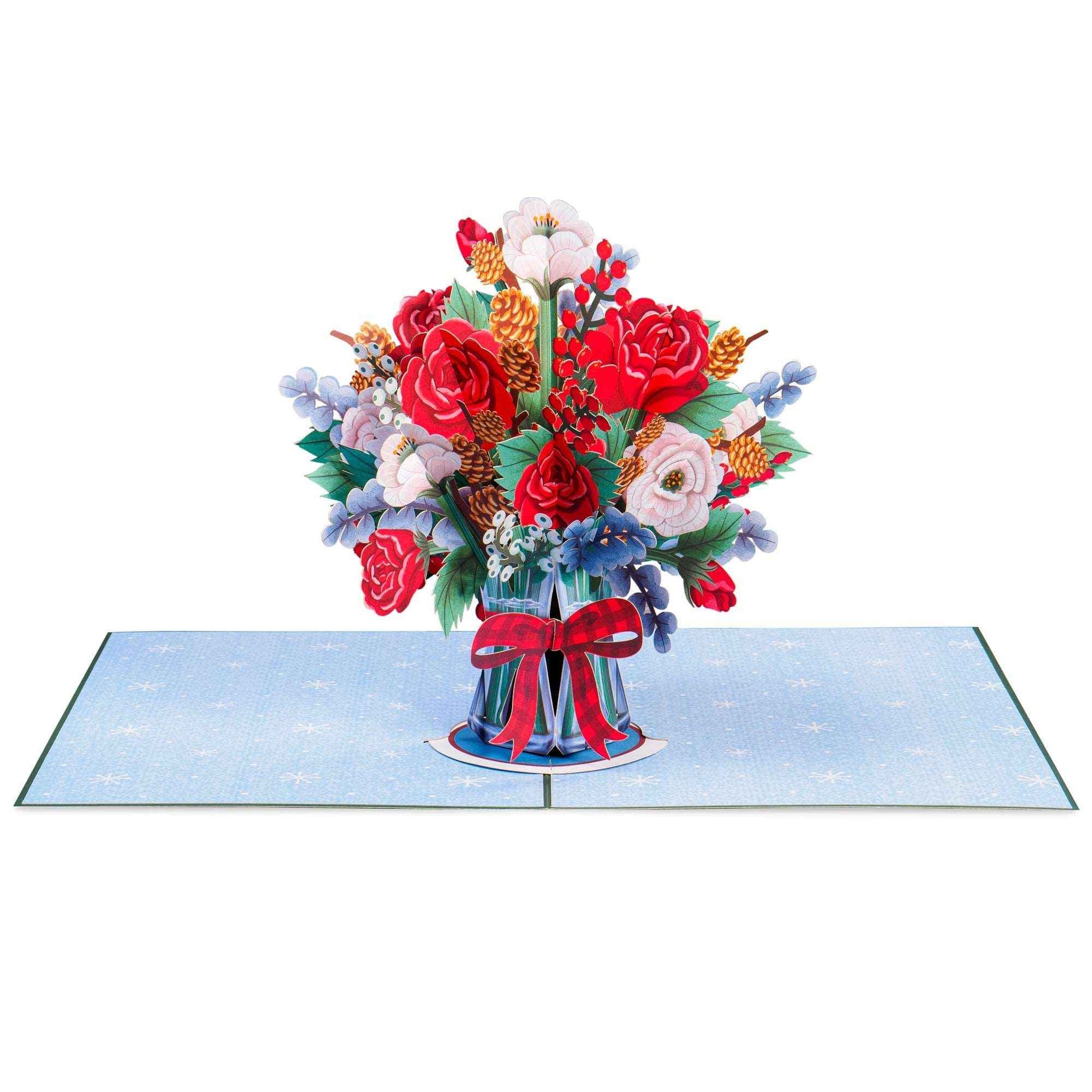 Joyous Flower Bouquet Pop Up Christmas Card