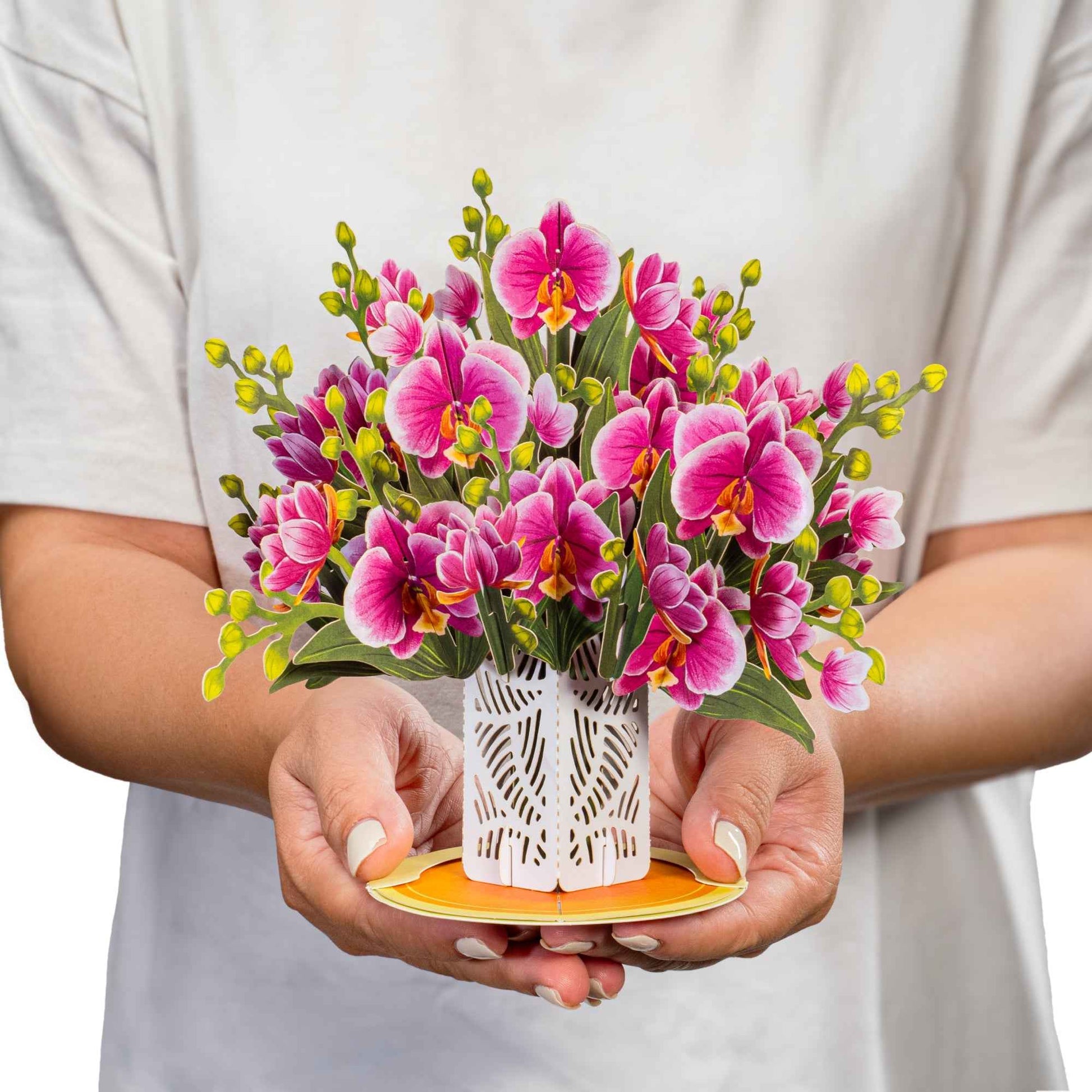 Orchid Flower Bouquet Pop-Up Card