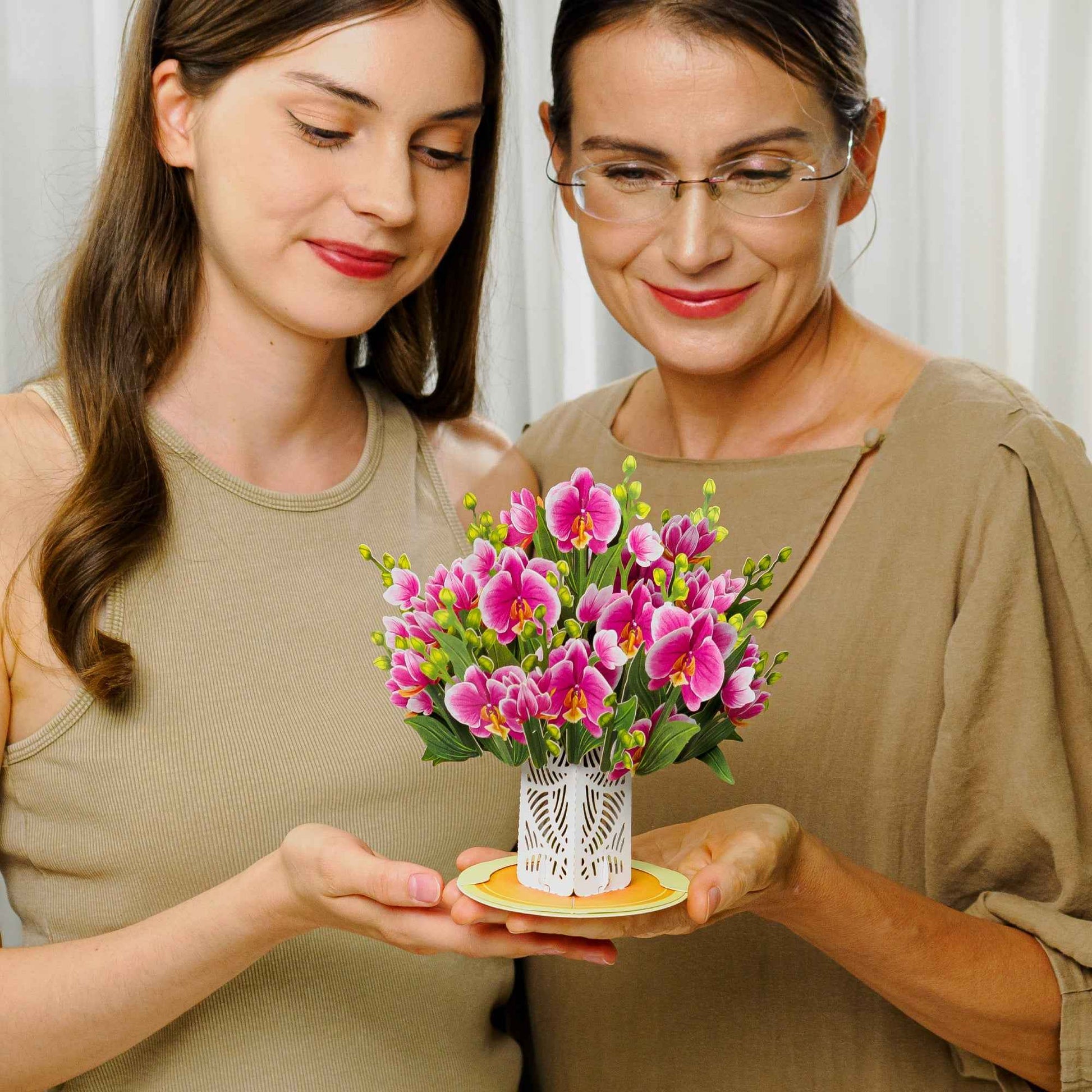 Orchid Flower Bouquet Pop-Up Card