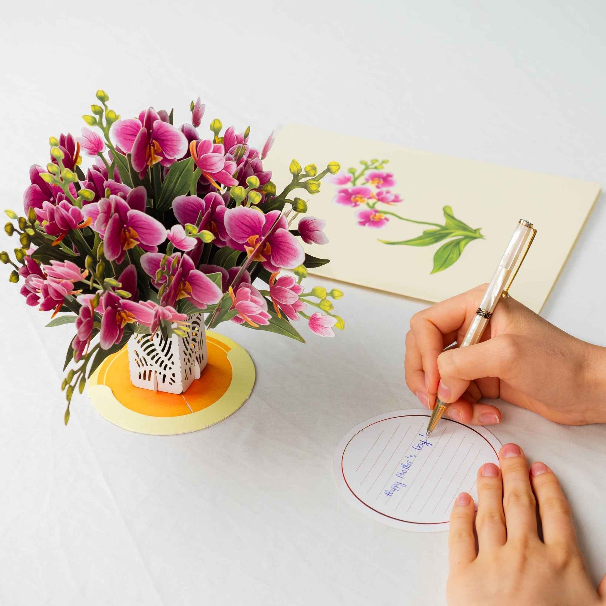 Orchid Flower Bouquet Pop-Up Card
