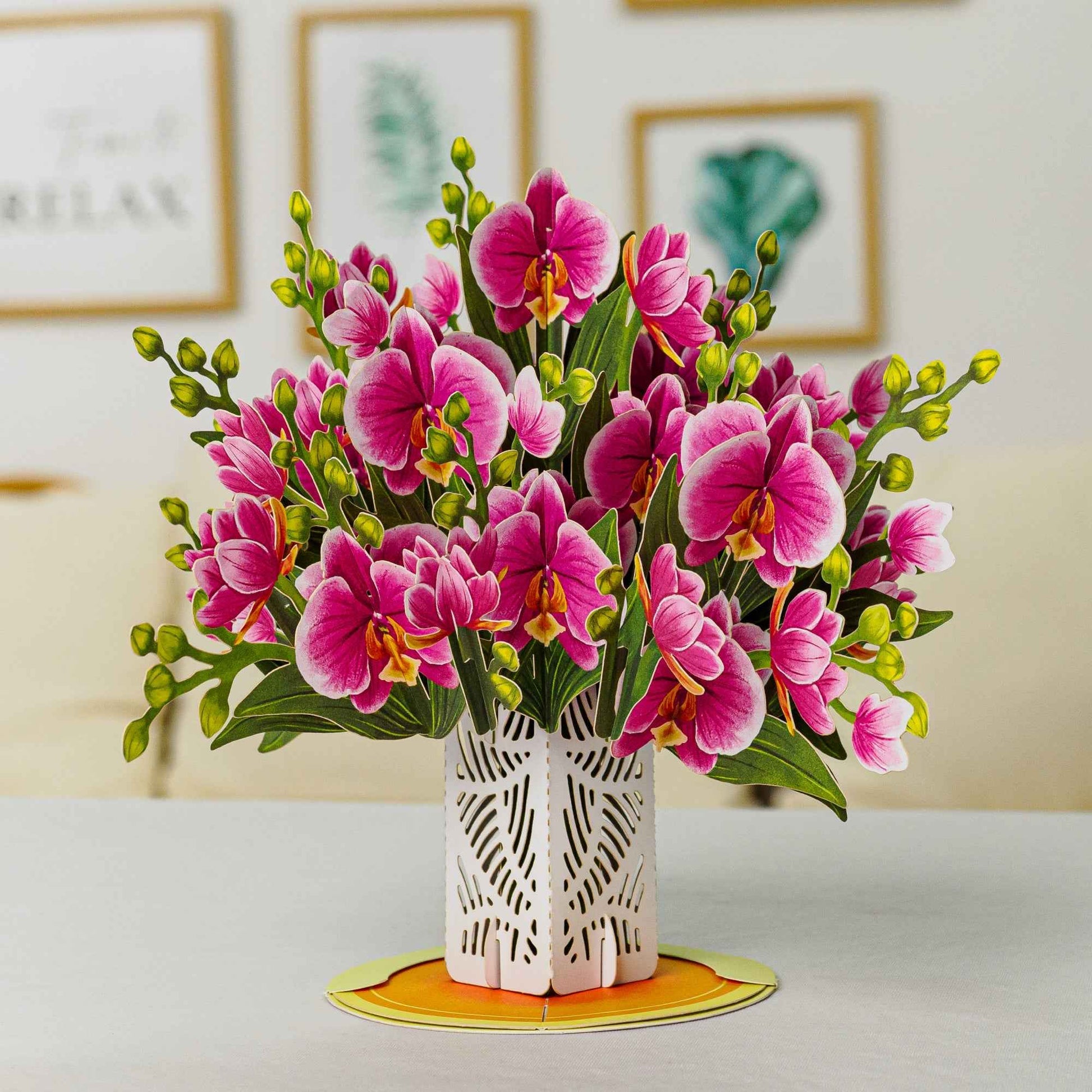 Orchid Flower Bouquet Pop-Up Card
