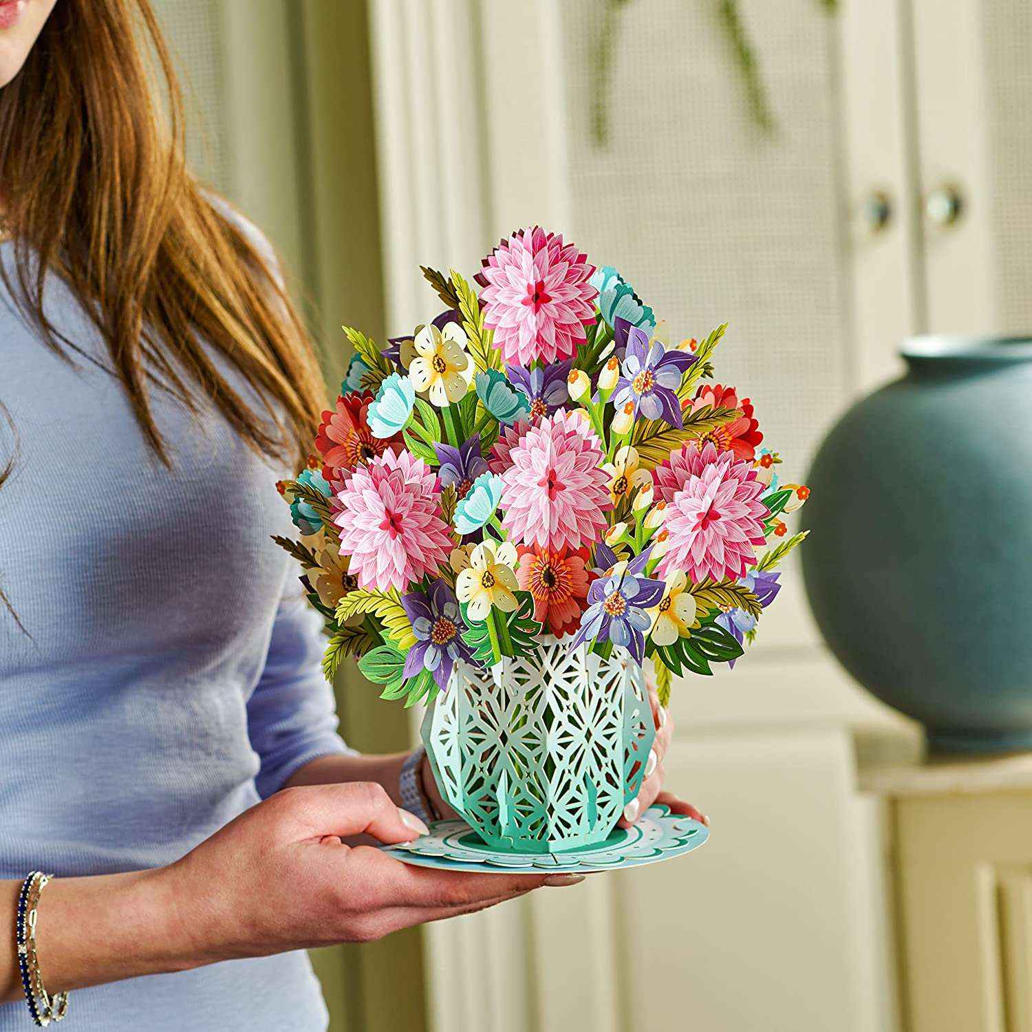 Spring Flower Bouquet Pop Up With Detachable Paper Flower