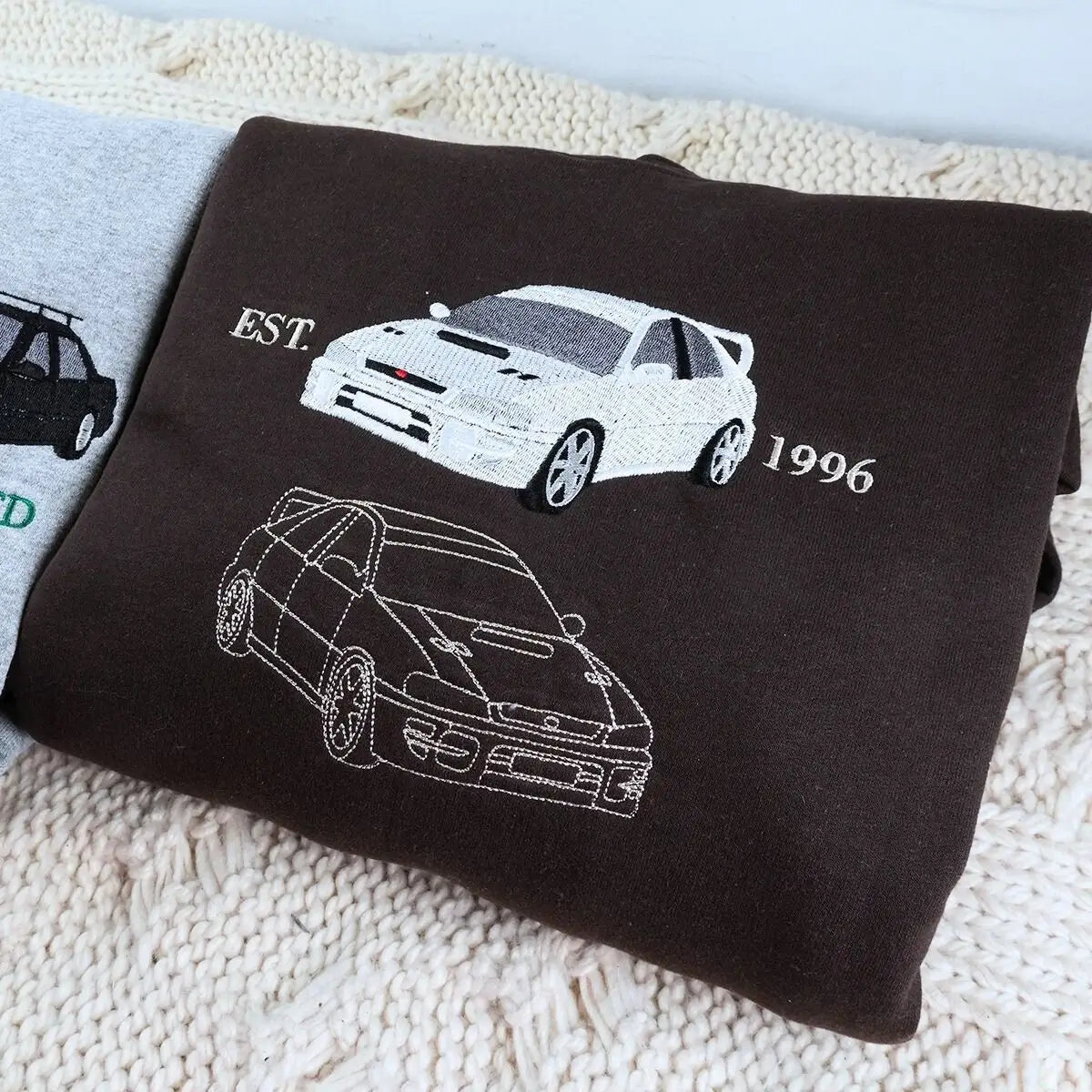 Custom Embroidered Car Portrait And Name Hoodie, A Gift For Your Boyfriend Or Car Enthusiast.
