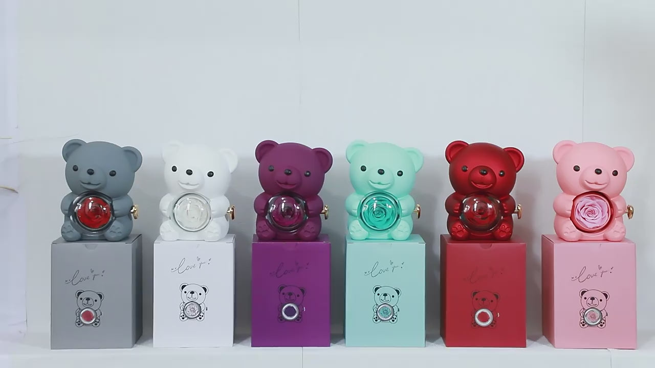Love-A-Lot Bear Preserved Flower Jewelry Gift Box (Jewelry Not Included)