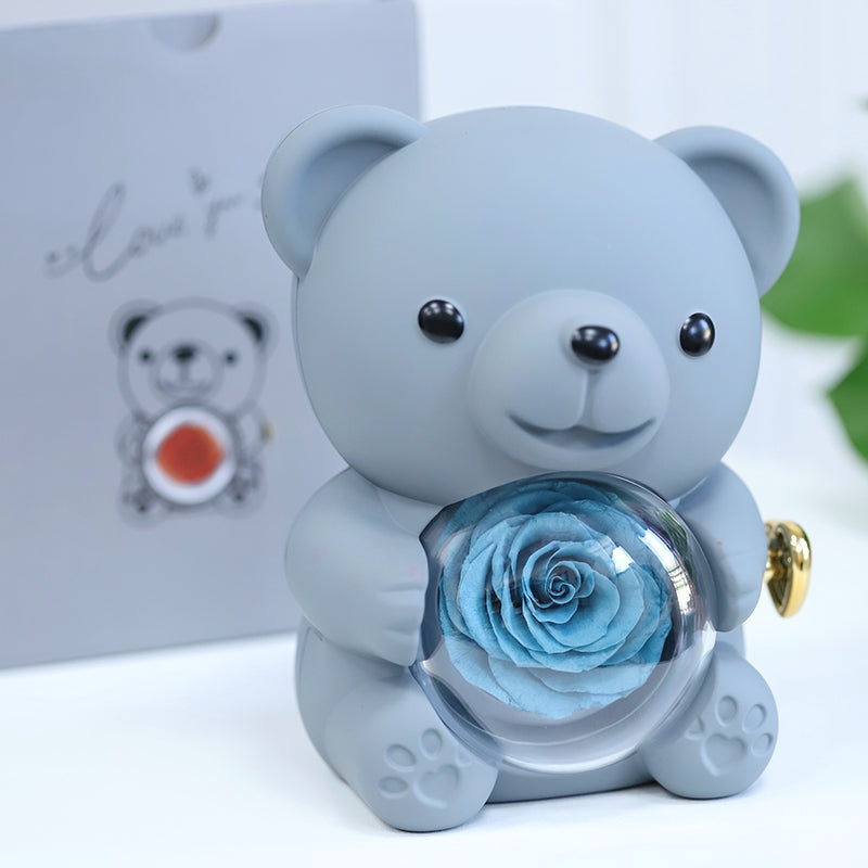 Love-A-Lot Bear Preserved Flower Jewelry Gift Box (Jewelry Not Included)