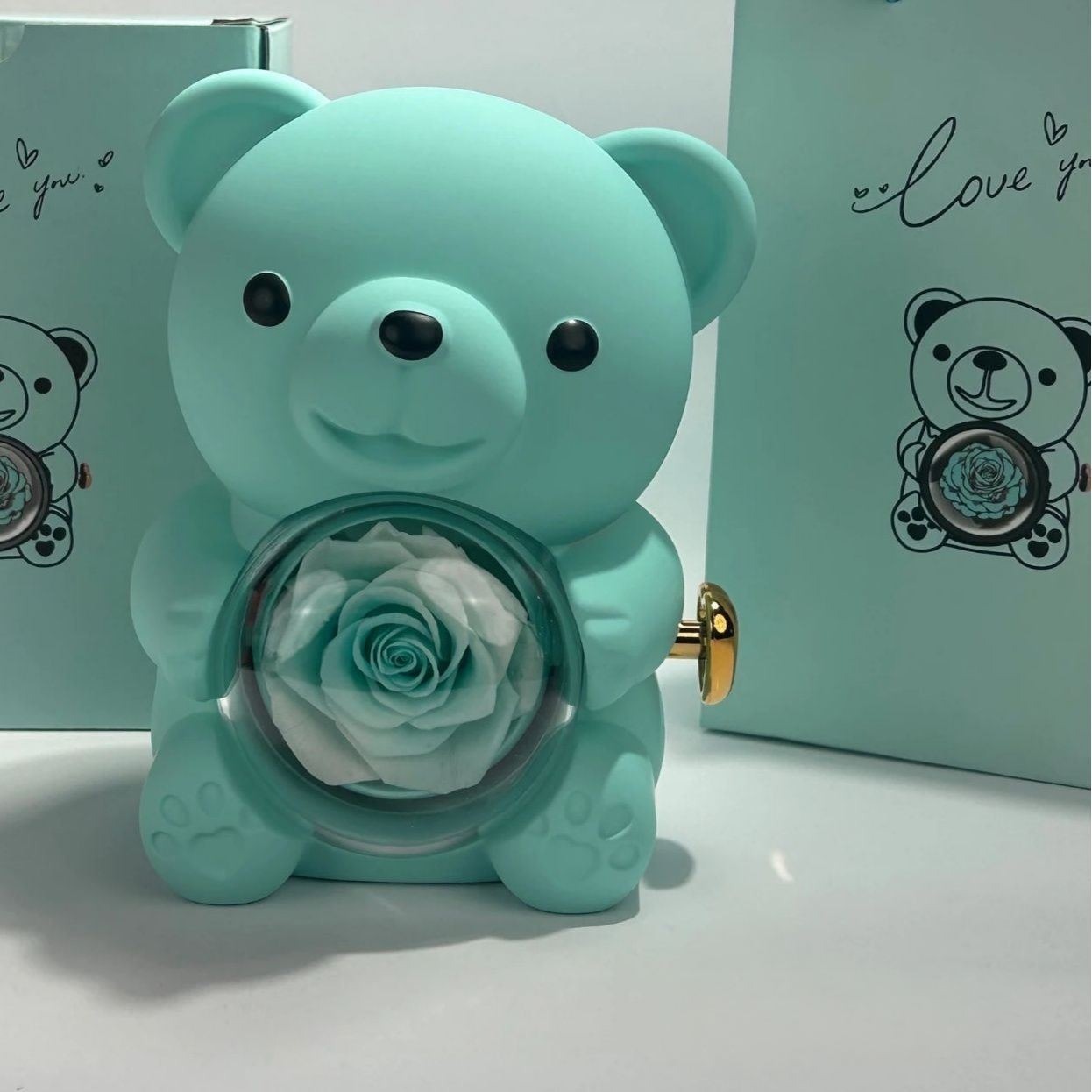 Love-A-Lot Bear Preserved Flower Jewelry Gift Box (Jewelry Not Included)