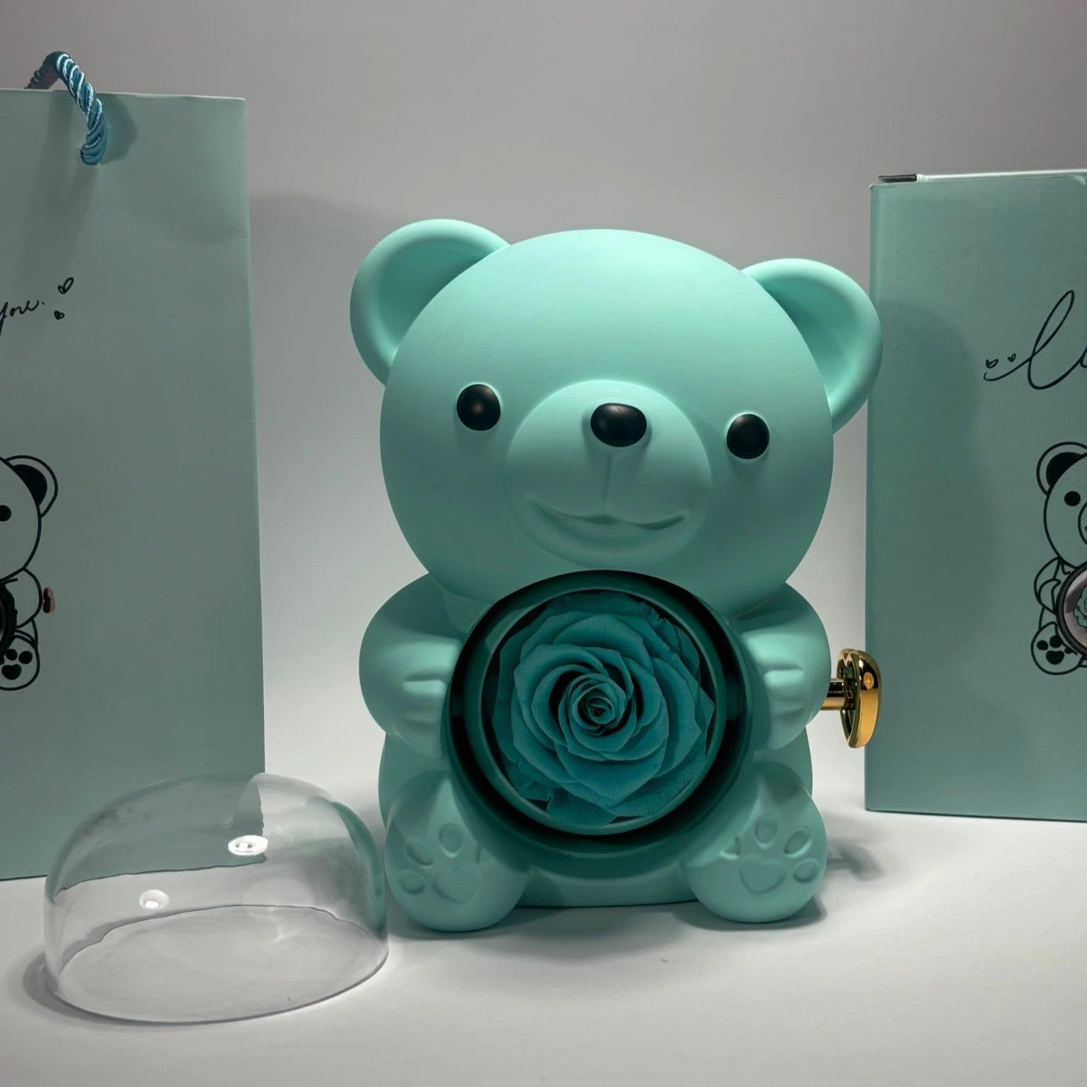Love-A-Lot Bear Preserved Flower Jewelry Gift Box (Jewelry Not Included)
