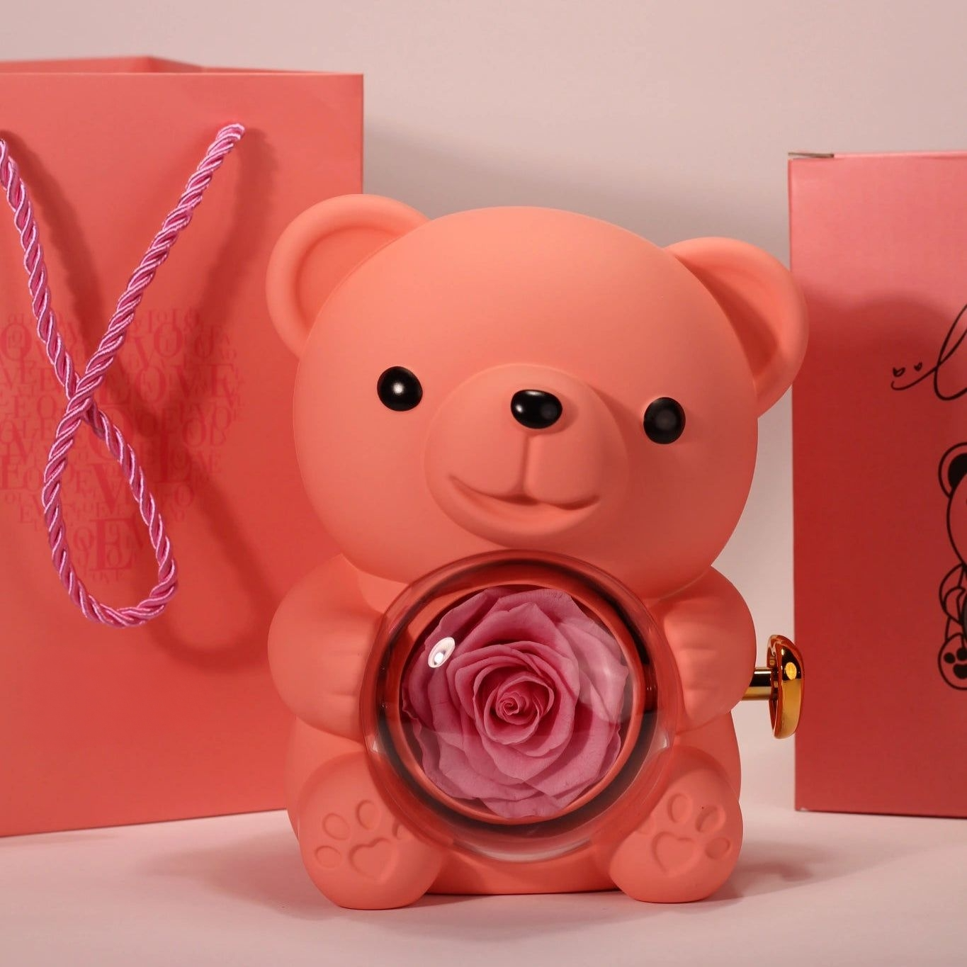 Love-A-Lot Bear Preserved Flower Jewelry Gift Box (Jewelry Not Included)