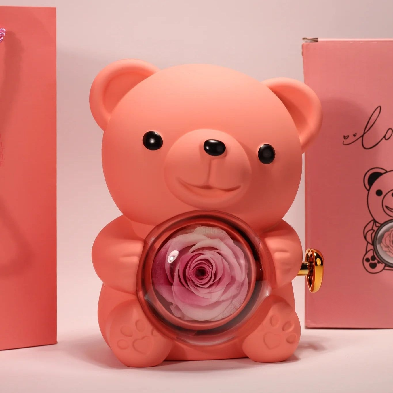 Love-A-Lot Bear Preserved Flower Jewelry Gift Box (Jewelry Not Included)